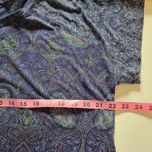 Lucky Brand Paisley Blouse Size Peacock Colors Cotton Modal Bohemian Tee Hippie - Picture 10 of 16
